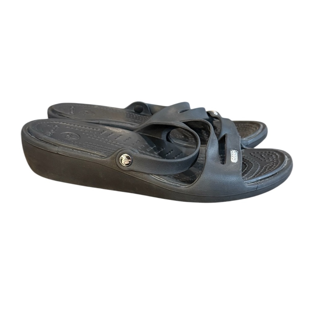 CROCS Patricia Strappy Black Sandals with Textured Footbed Women’s Size 9